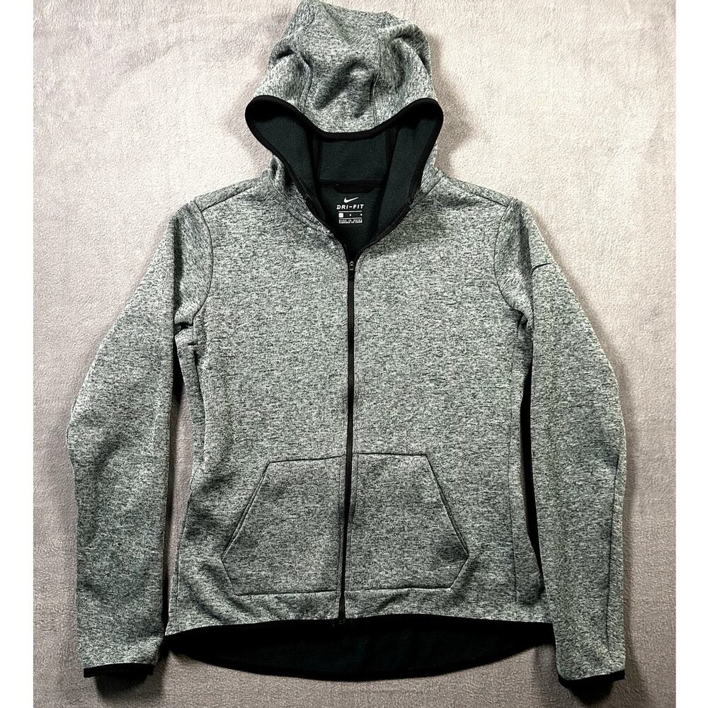 Nike Hoodie Women's Gray Dri‎ Fit Full Zip Athletic Sweatshirt Size Large
